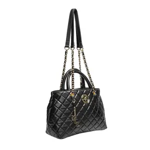 Believe in Yourself Black Quilted Satchel