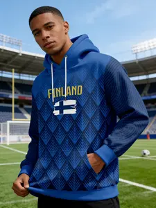 Finland Flag Geometric Print Hoodie for All, Unisex Warm Casual Pullover, Perfect for Fans and Everyday Wear, Best Gift Idea
