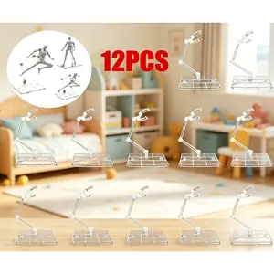 12Pcs Adjustable Action Figure Display Stand, Durable Model Support Base, Universal Doll Figurine Holder for Collectibles Toys ﻿