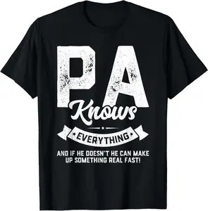 100% Cotton Pa Knows Everything Shirt 60th Gift Funny Father's Day T-Shirt