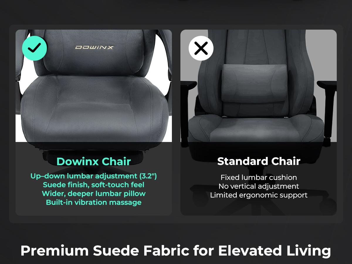 Dowinx Big and Tall Gaming Chair, Suede Fabric Game Chair with Pocket Spring Cushion, High Back Gamer Chair Ergonomic with Footrest for Adults Office, 440LBS