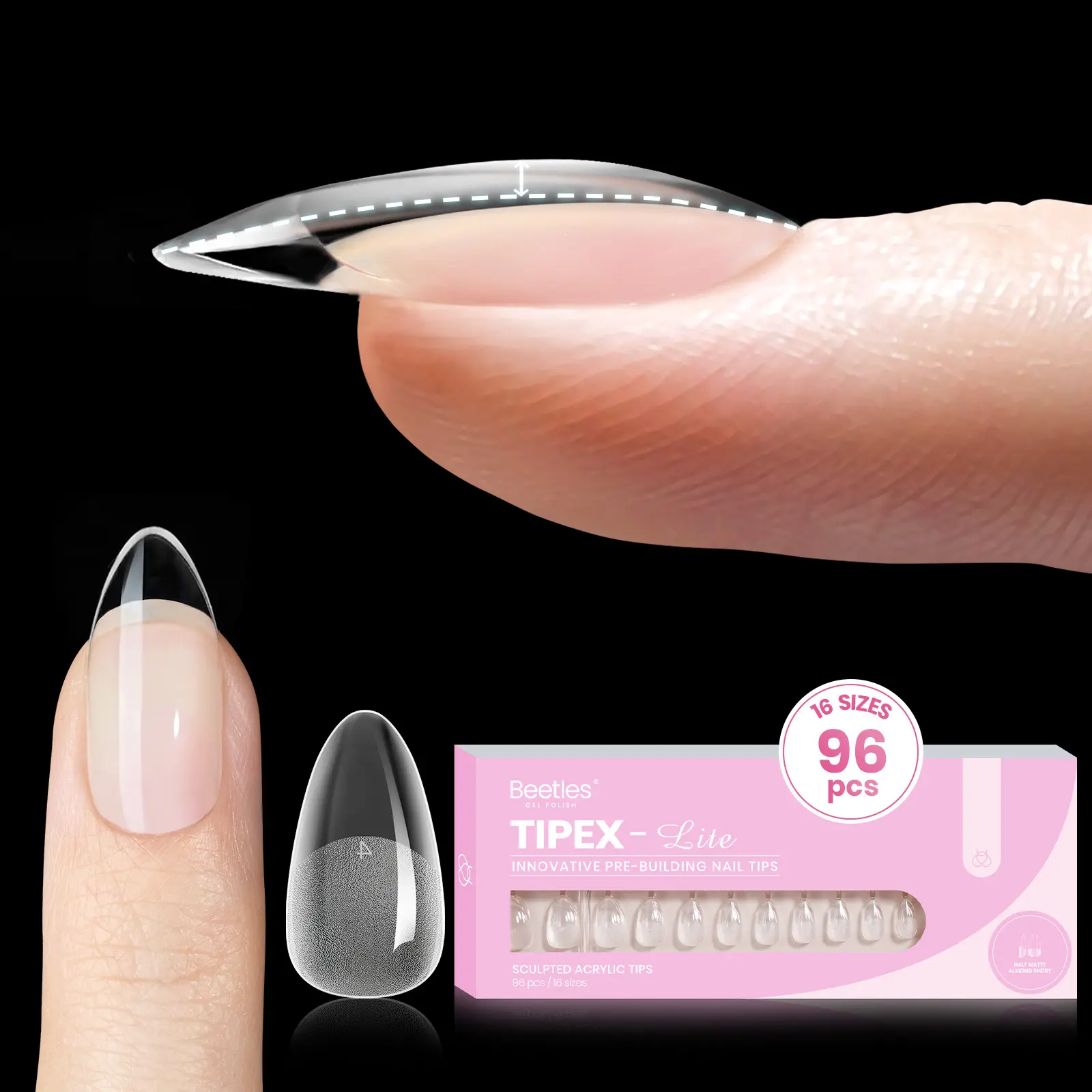 Short Almond 【Only Tips】16Sizes 96Pcs