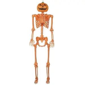 5FT Orange Skeleton with Pumpkin Head Decoration
