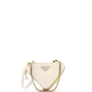 Pre-owned PRADA material Messenger Bags Triangle Double Zip Pouch Bag with Chain Patent Mini by Rebag
