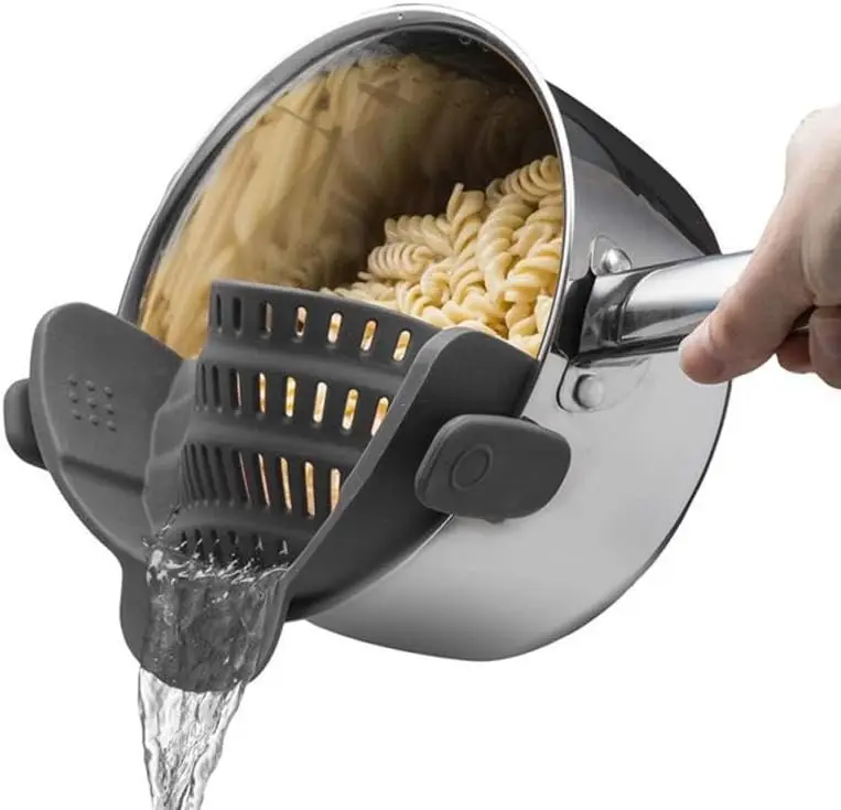 Food-Grade Silicone Clip-On Strainer for Pots and Pans - Heat-Resistant, Universal-Fit Cookware Accessory, Essential Kitchenware