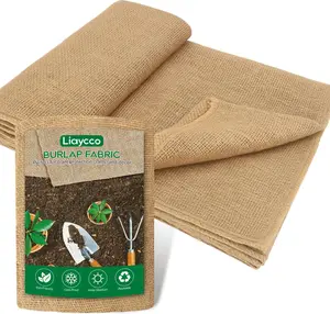 Liaycco Breathable Jute Fiber Burlap Fabric Single Roll (40in x 5ft) - Natural Garden Fabric for DIY Crafts, Rustic Farmhouse Decor, Weed Barrier