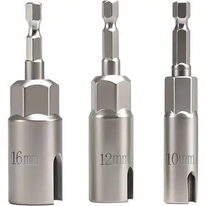 3PCS Power Wing Nut Driver Set, 1/4" Hex Shank Slot Wing Nuts Bolt Driver Hook Drill Bit Socket Wrenches Tools for Panel Nuts Screws Eye C Hook Bolt Q-Hanger, 10mm 12mm 16mm