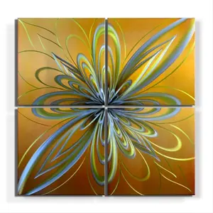Handmade Metal Wall Art, Metal Artscape MA10098 32x32 in. Infusion 4-Paneled Float Light Frameless Hanging Home Decor