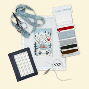 Happy Stitching - Peak Season Needlepoint Passport Case Kit - DIY Needlepoint Craft Kit - All-In-One Self Finish Needlepoint Kit