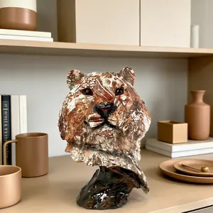 Luxury Leopard Statue, Handmade Resin Cheetah Head Sculpture, Modern Console Table Decor, Ideal Gift for Father's Day, Boss, Dad, Boyfriend