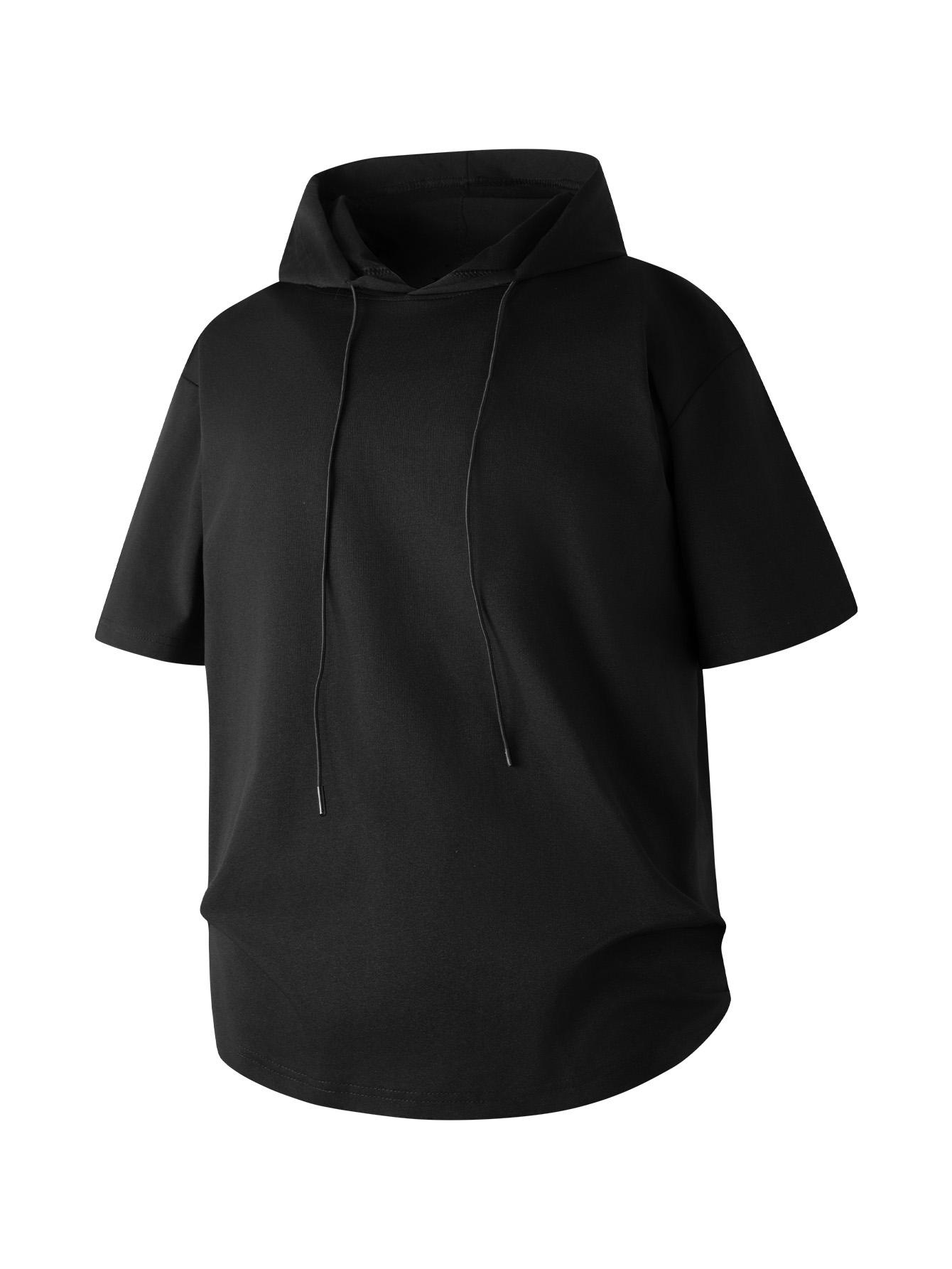 Men’s short-sleeve hoodie, quick-dry ice cool breathable hooded T-shirt, loose-fit casual athletic top for gym workouts and everyday wear