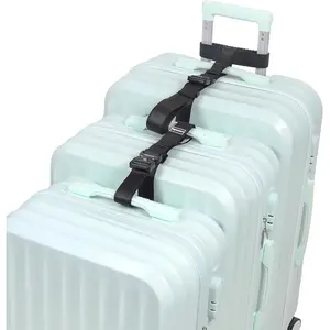 Luggage Straps, Straps for Suitcase, Add A Bag Stretchable Attachment Accessories for Connect Your 3 Luggage Together (Black, 1.25" Width)