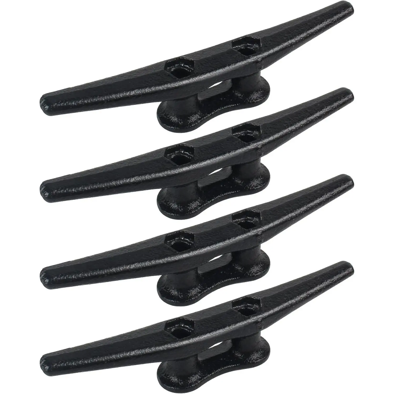 Boat Cleats 6Inch,Hot Dip Galvanized Cast Iron Dock Cleat,Electrophoretic Coated Black Dock Cleat,Rope Cleats for Deck Nautical Decor,Piers for Tying up Boats,Hardware Not Included(2/4/5/6/10/12Pack)