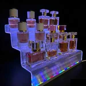 12 IN Clear Acrylic Display Riser Shelf with LED light,3 Tier Display Step Shelves Holder, Perfume Cologne Organizer Holder,Pops Toys Figures, Clear Cupcake Riser, Dessert Shelf, Decoration on