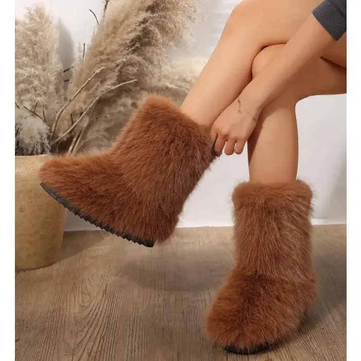 Warm Plush Mid-Calf Boots