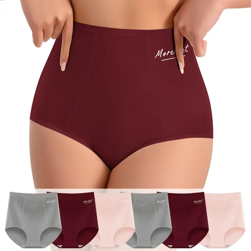 Morelect Women's Minimalist High Waist Briefs Sets - 4/6/8-Pack Cotton Underwear for Women, Full Coverage Casual Comfy Panties, Breathable Everyday Wear Panty