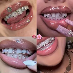 30pcs Butterfly Round Colorful Teeth Decoration Y2K Cute Super Flash Tooth Accessories Set for Daily, Party, Festival Men and Women Suitable Does Not Include Glue
