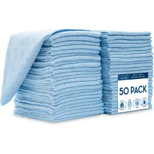 50 Pack Microfiber Cleaning Cloth, Bulk Towels for Home,  Microfiber Towels for , Cleaning Rags, Light Blue, 11.5 Inches x 11.5 Inches, 50 Count