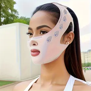 Adjustable V-Shaped Facial Lifting Mask - Breathable Double Chin Reducer & Jawline Tightener, Lavender Beige Firming Bandage, Fresh Unscented Facial Instrument, Skincare Massager, Contour Design, Secure Fixing Strap - Lifting Mask