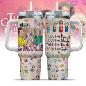 The Golden Girls TV Series 40 oz Tumbler With Handle, 40oz Large Handle Mug, Hot & Cold Insulated Cup