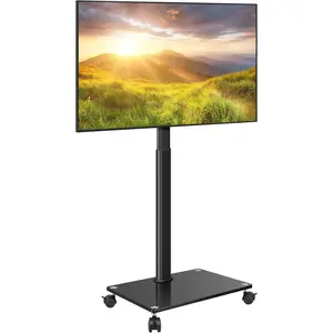 KKTONER Mobile TV Stand Rolling TV Cart for 27 to 65 inch Height Adjustable Rolling TV Stand with Wheels for Living Room Bedroom Max VESA 400x400mm Hold up 88 lbs tiktokshopspringglowup