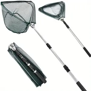 unzip toys [Aluminum Fishing Net] Portable Aluminum Alloy 1pc Fishing Net with Telescopic Handle - Collapsible Fishing Gear for Freshwater and Saltwater Fishing