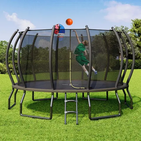 AMERLIFE Outdoor Trampoline with Enclosure Net and Ladder, Recreational Trampolines for Kids and Adults, Quick Connect Frame, ASTM Approval-16FT Ships in 2 Boxes/Christmas Gifts/Best Gift Ideas/Cozy Home