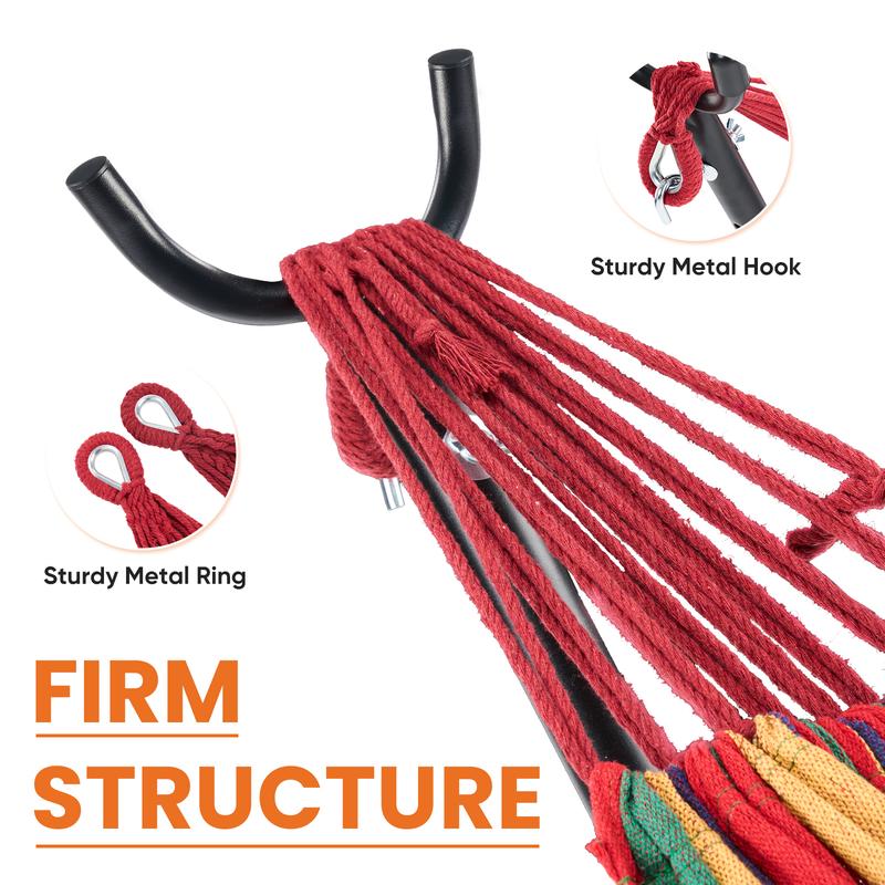 Double Hammock with Space Saving Stand, Heavy Duty Steel Frame, Portable for Outside & Indoor Use, 450lbs Capacity, Easy Assembly, Carrying Bag Included