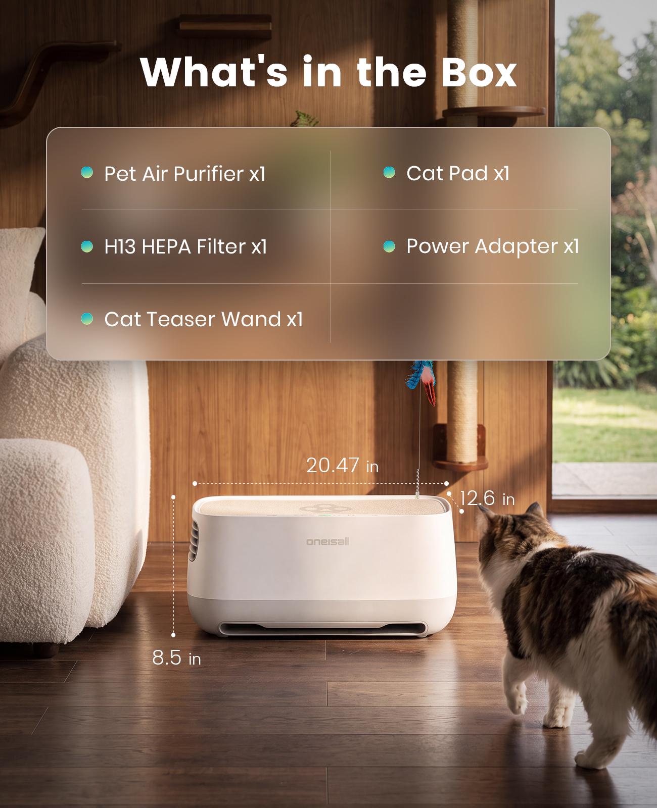 Backtoschool Oneisall Air Purifiers for multi‑cat households with Cat Bed, H13 HEPA for Multi‑Cat Home, 3-Sided Air Intake, PM2.5 Air Quality Monitor，Bottom with Independent Hair Collection Bin, Quiet Multi‑Speed, Captures Pet Fur, Odors, Allergens & Dust