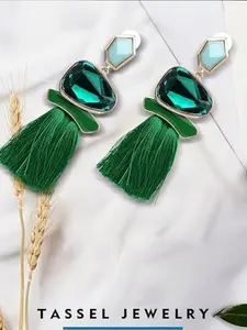 Vintage Drop Dangle Earrings, Boho Statement Tassel Earring, Rhinestone Rectangle Long Earrings for Women, National Style Jewelry