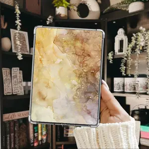 Golden Earth Alcohol Ink Kindle Insert Amber Abstract E-Reader Insert Warm Neutral Fluid Art Aesthetic for Neutral Earth Tone Aesthetic Lovers