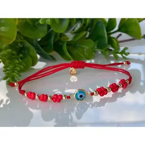 Evil Eye Red Plastic Beads Bracelet
