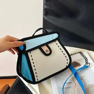 Fashion Cartoon Crossbody Bag Creative Cute Handbag Drawing Canvas Bag for Women & Men, Suitable for commuting and shopping