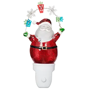 7.75" Roman Lights Santa with Snowflake & Present Garland Night-Light