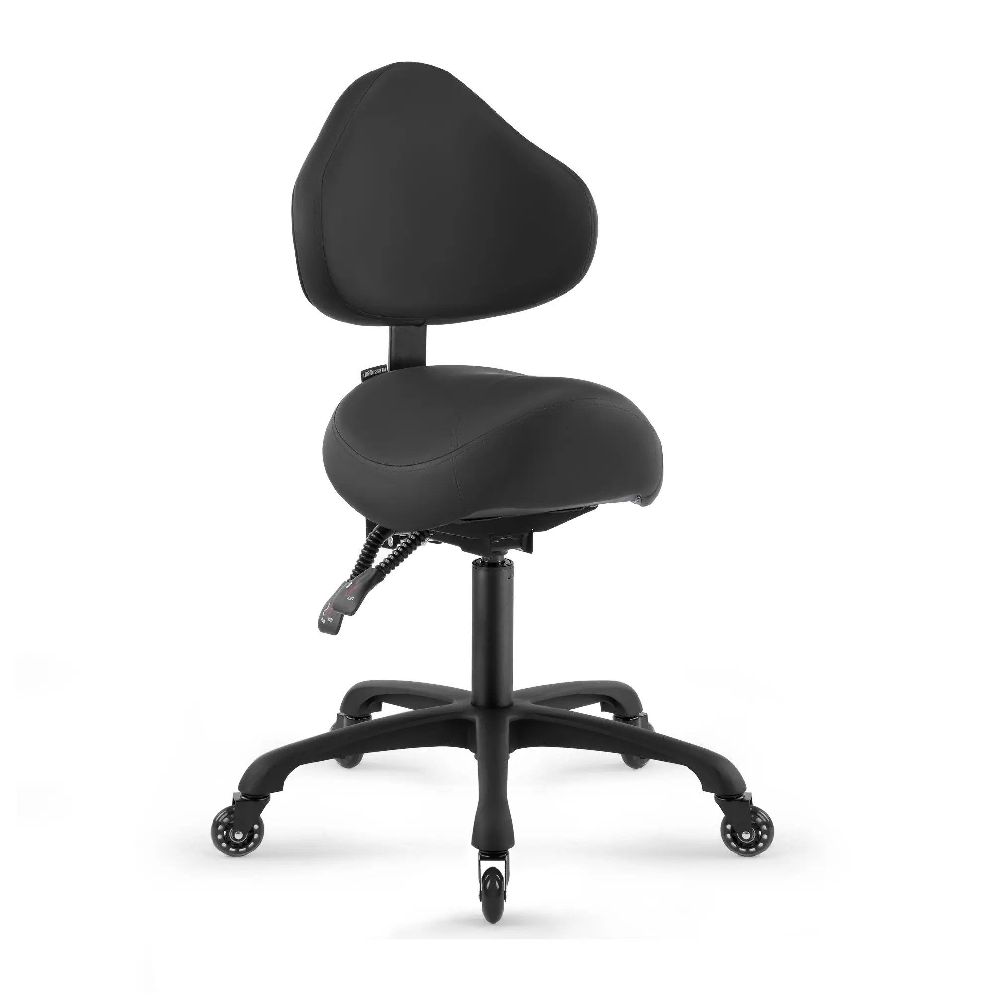 DR.LOMILOMI KOA 510 Professional Ergonomic Rolling Stool Chair with Adjustable Back Support, Heavy Duty Hydraulic Swivel Seat for Office, Salon, Medical & Tattoo Studio