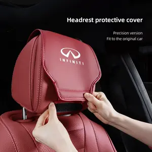 2Pcs Car Headrest Protective Cover Storage Bag Leather Pillowcase For Infiniti Q50 G37 FX30 FX35 Q60 QX50 M37 ESQ JX35 QX70 Q30