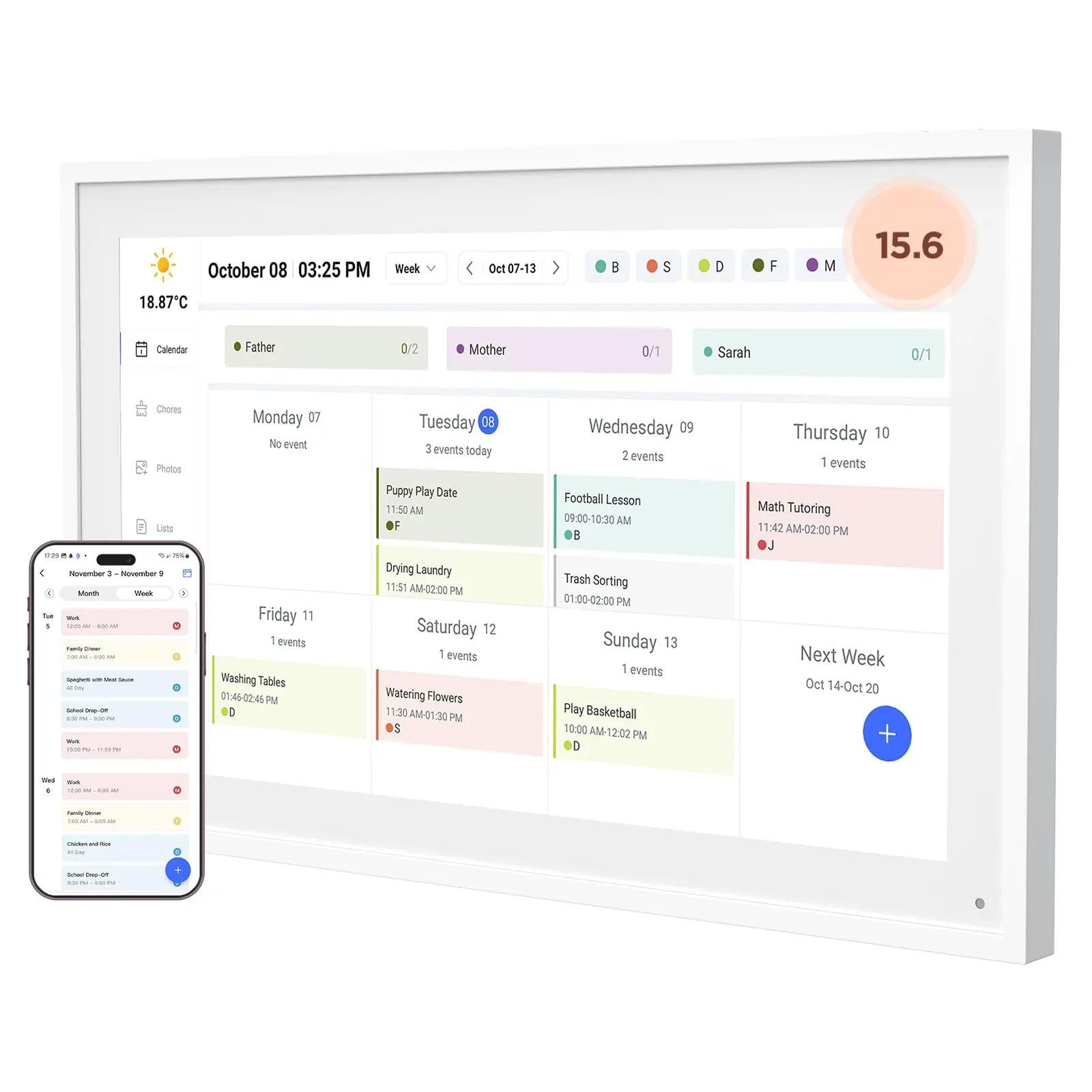 Digital Calendar, Canupdog 15.6 Inch Electronic Calendar&Chore Chart, Smart Weekly and Monthly Planner+to Do List Notepad, 1920 * 1080P IPS Touchscreen Wall and Desk Calendar for Family Schedules desk  calendar 2025 weekly calendar planner year daily