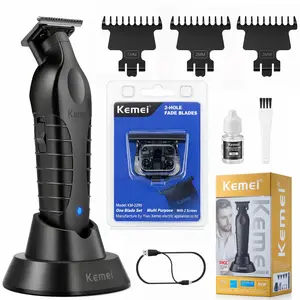 Kemei Km-2299 Wireless Trimmer with Charging Base, Portable Hair Clipper for Home Use, Efficient & Convenient Design, Perfect for Daily Grooming, Cordless Hair Clippers