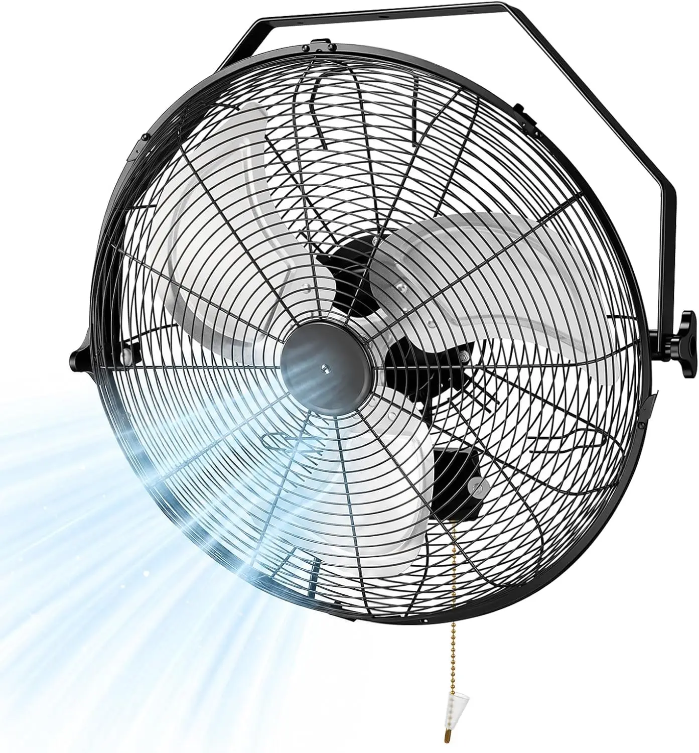 FOHERE 18-Inch Metal Frame Wall Mount Fan, 3-Speed IP44 Rated Waterproof Fan, Max 4200CFM for Outdoor Users, ETL Listed, Black (Residential, Commercial Use)