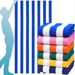 Striped Pattern Beach Towel, 6 Counts/set Soft Water Absorbent Towel, Pink Large Bath Towel for Home Bathroom Beach Camping, Absorbent Thickened Towels