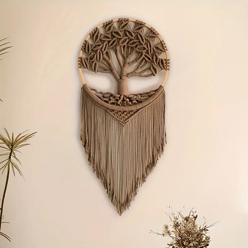 1pc Tree of Life Macrame Wall Hanging |     Chic Handmade Boho Home Décor, Eclectic Wall Decor for Bedroom Apartment Dorm Decoration, Gift for Teen Girl Mom