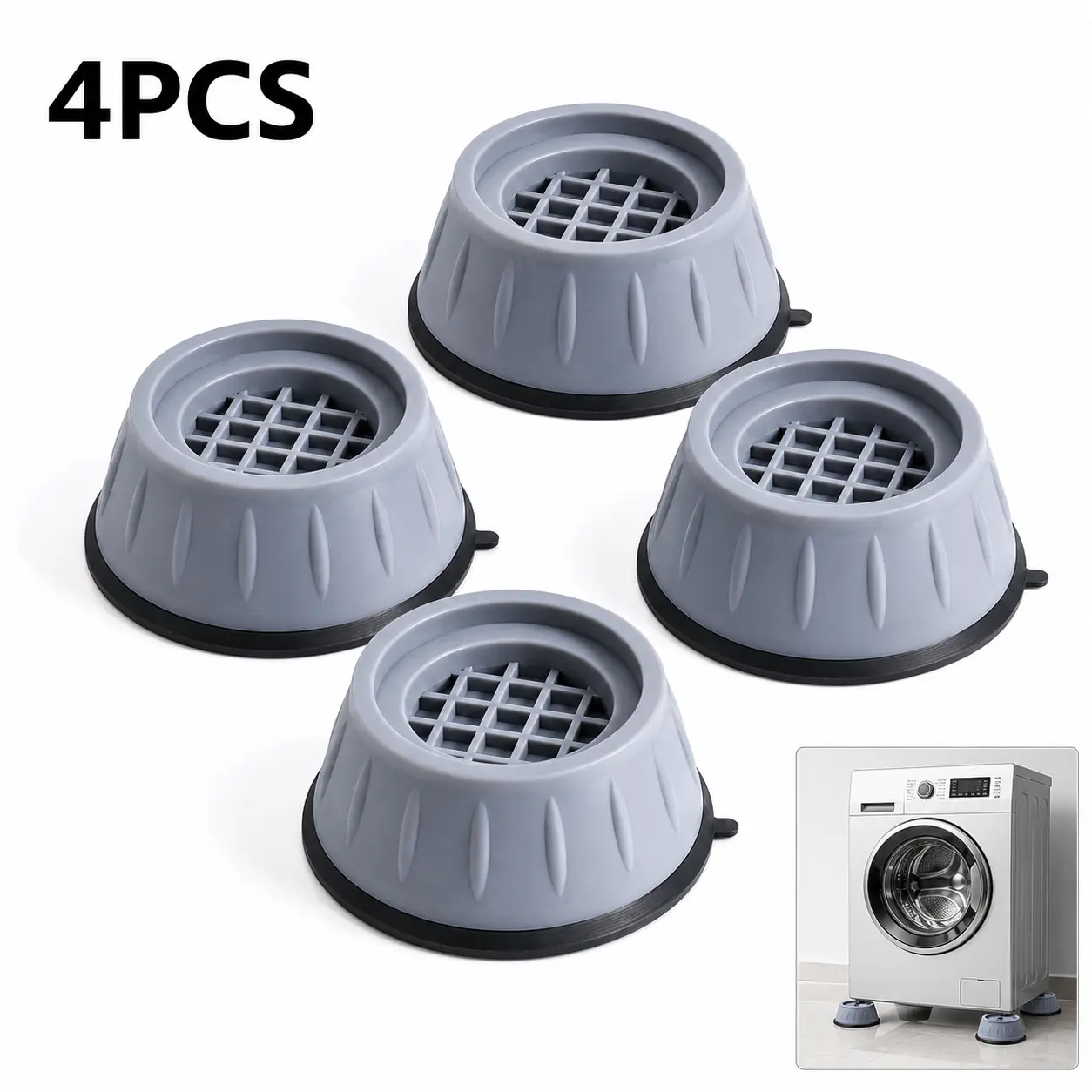 4PCS Anti-Vibration Washing Machine Pads - Non-Slip Shock Absorbers, Home Appliance Support for Washer & Dryer, Stability, Vibration Stop, Long-Lasting Support Feet