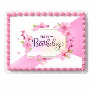 Edible Paper Print in Icing for Decorating Cakes Ideal for Birthday Parties 8.5x11 Inch with Pink Floral Design