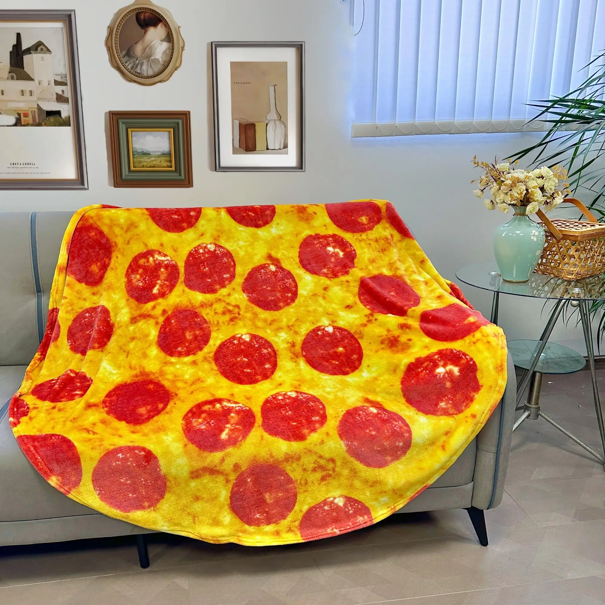 Realistic Food Print Throw Soft And Skin-friendly Blanket, 1 Count Soft & Warm Throw Blanket for Sofa, Bed, Couch, Bedroom Accessories Fun & Novelty B