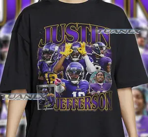 Justin Jefferson shirt Girls 90s bootleg rap vintage style tee gift for Minnesota football fan t-shirt for kids