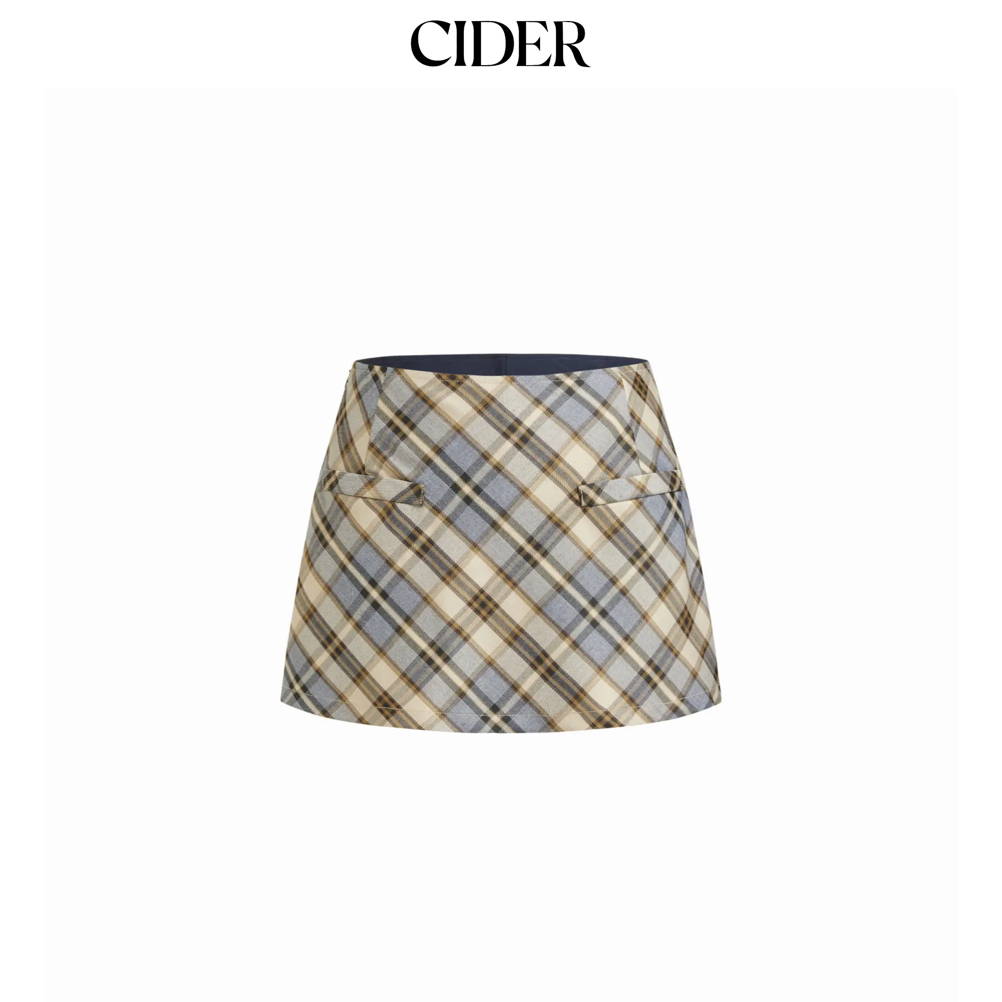 Cider Women's Fashion Plaid Skirt - Low-Rise, Flared Mini Style, 80s Preppy Basic Womenswear Bottoms, Bottom