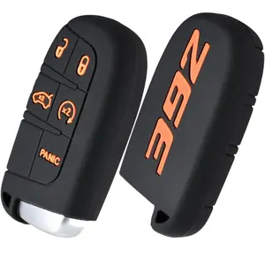 392 Silicone Key Fob Cover for Dodge Charger, Challenger, Dart, Durango, Journey, Jeep Cherokee, Compass, Renegade, & Chrysler 300. Keyless 5 Buttons Case Accessories