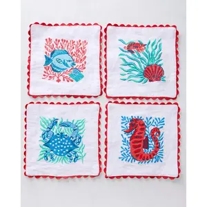 Stained Glass Sea - Cocktail Napkins - Seaside Blue