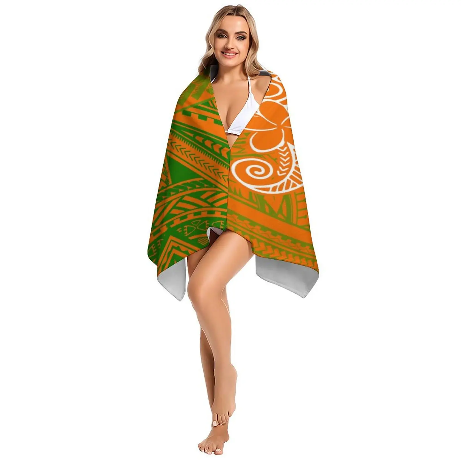 Polynesian Custom Tribal Design Beach Towel Seaside Apron Swimsuit Shawl Sarong Summer Lightweight Shawl Cool Small Quilt Beach Shawl Versatile Beach Towel Decorative Placemat Soft And Comfortable Summer Cool Thin Blanket