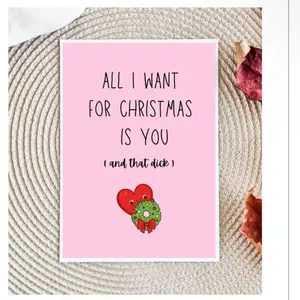 Naughty Christmas Card for Him - A2 Size, 110 Premium Card Stock, Funny Xmas Card for Boyfriend